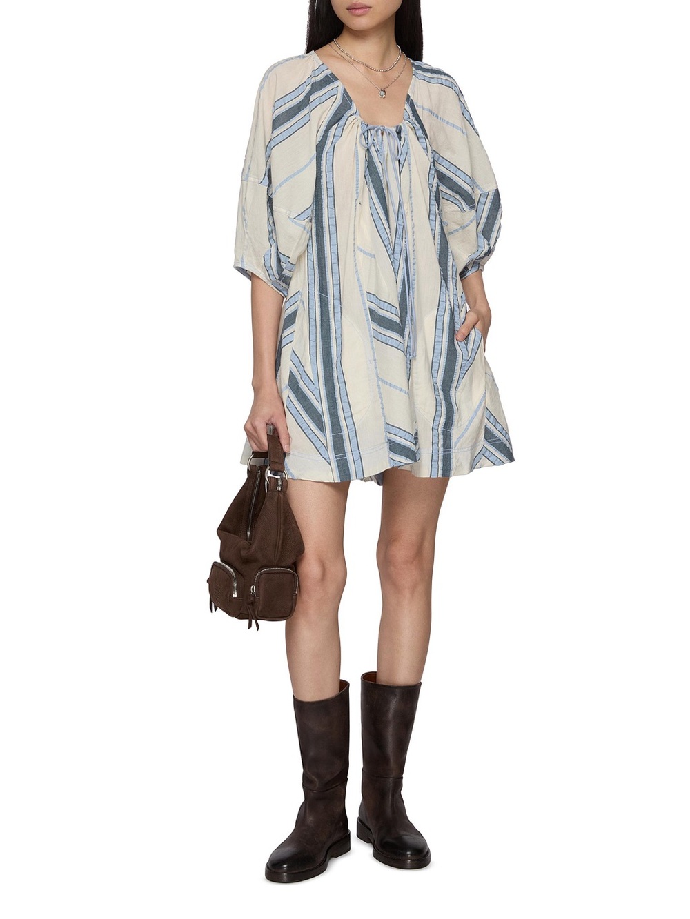 NWT Free People Bop Around Stripe Romper
Color: Seaside Stripe Ivory - Picture 4 of 12